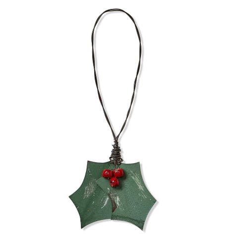 Holly Berry Sprig Decorative Sculpture Holiday Decor Accent