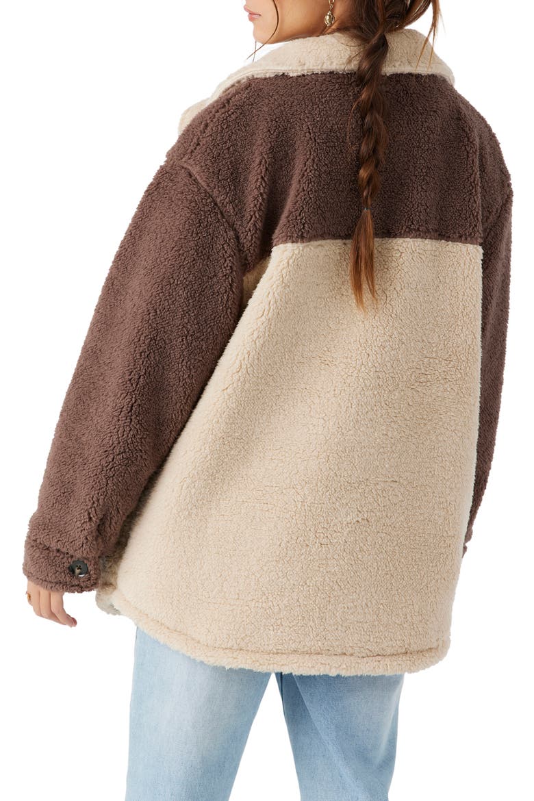 Heath Colorblock Fleece Button-Up Jacket, Alternate, color, DEEP TAUPE