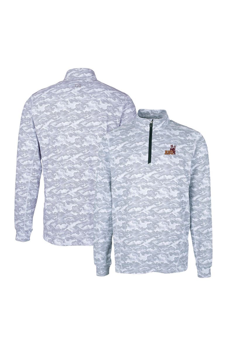 Cutter & Buck Men's Cutter & Buck Charcoal Arizona State Sun Devils Vault Traverse Camo Print Stretch Quarter-Zip Pullover Top, Alternate, color, 