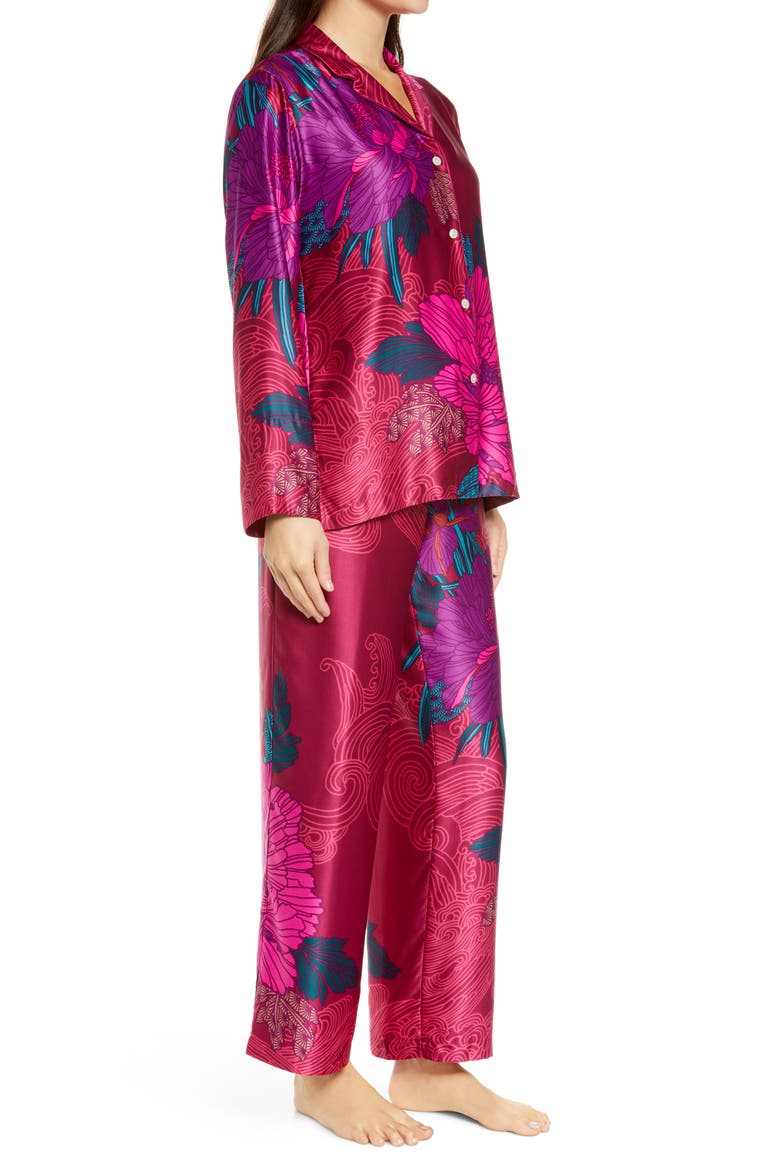 Jubako Satin Pajamas, Alternate, color, CRANBERRY