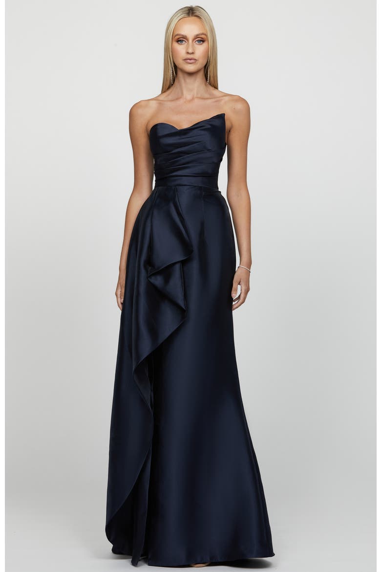 Kasery Asymmetric Gown, Main, color, NAVY