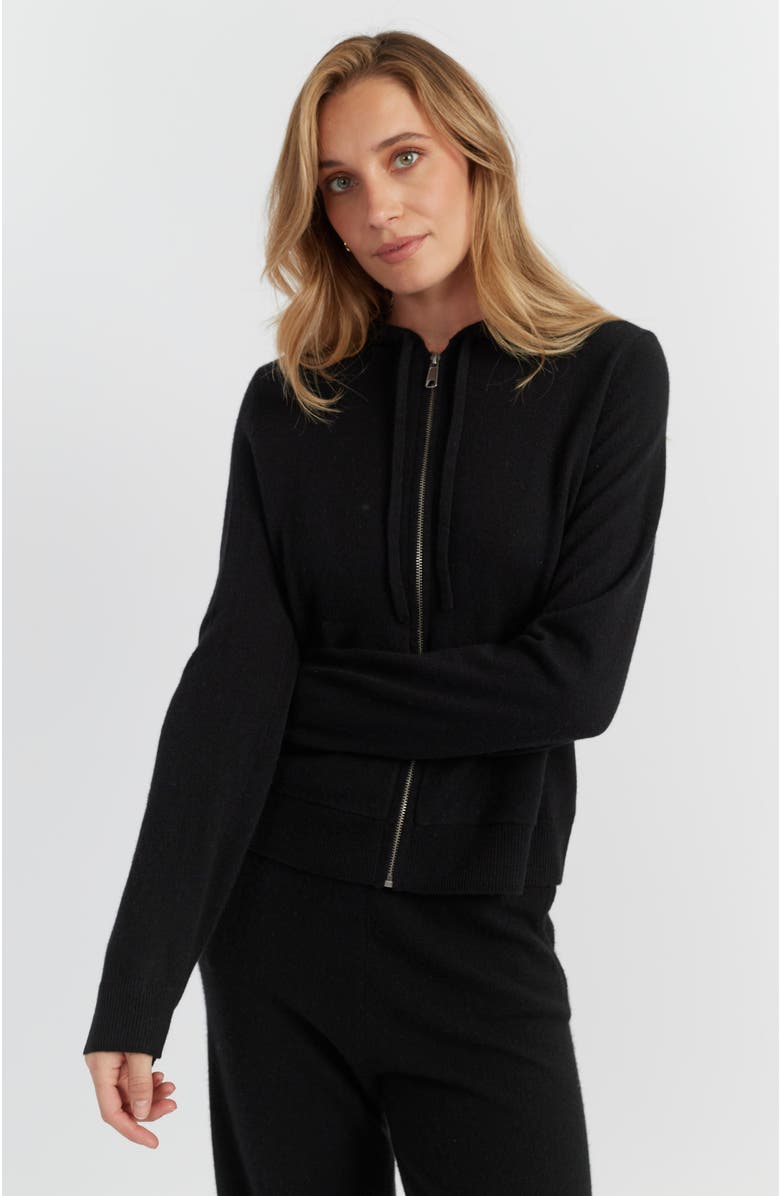 Chinti & Parker Pure Cashmere Zip Hoodie, Main, color, Black