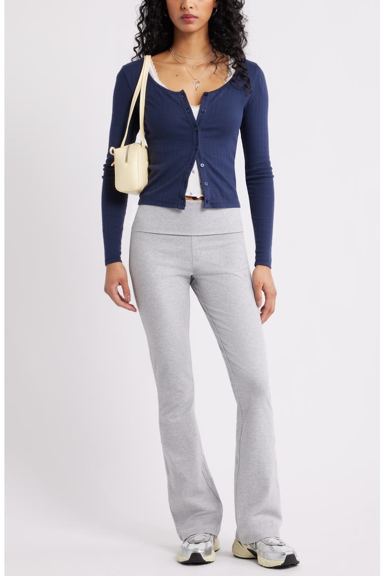 Scoop Neck Pointelle Cardigan, Alternate, color, NAVY IRIS