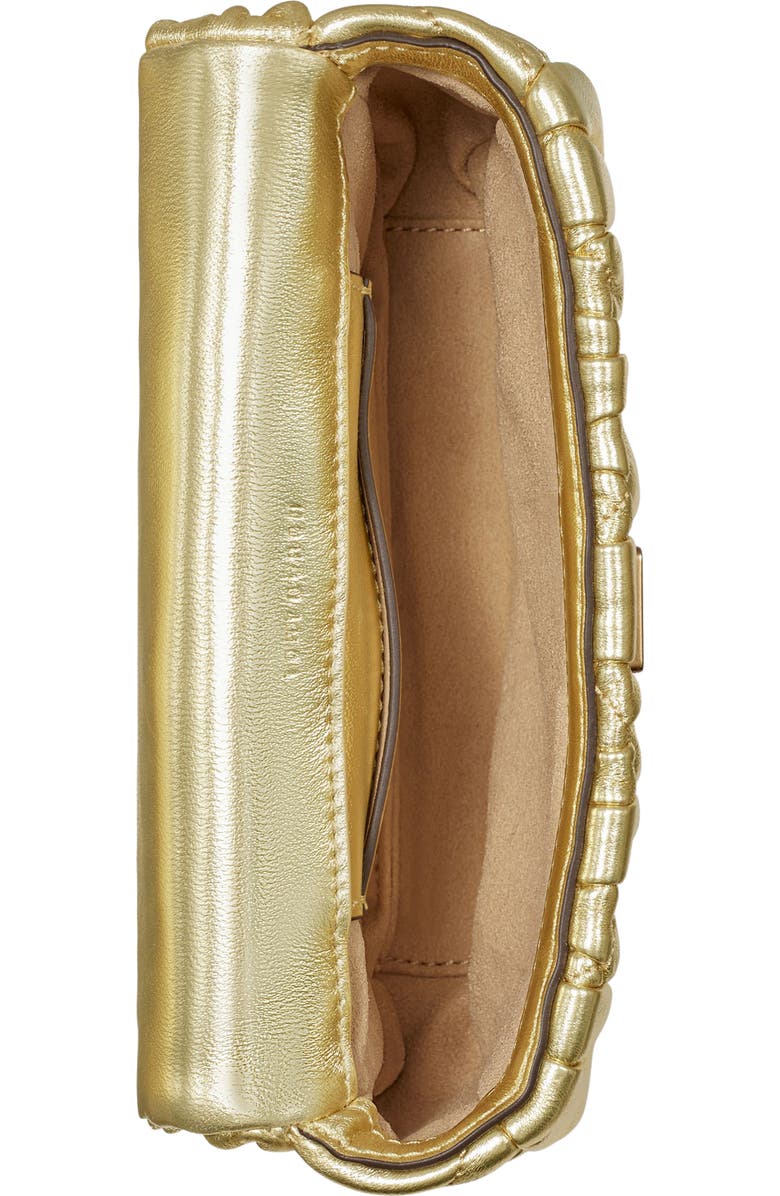Tory Burch Mini Kira Metallic Ruched Convertible Leather Crossbody Bag, Alternate, color,