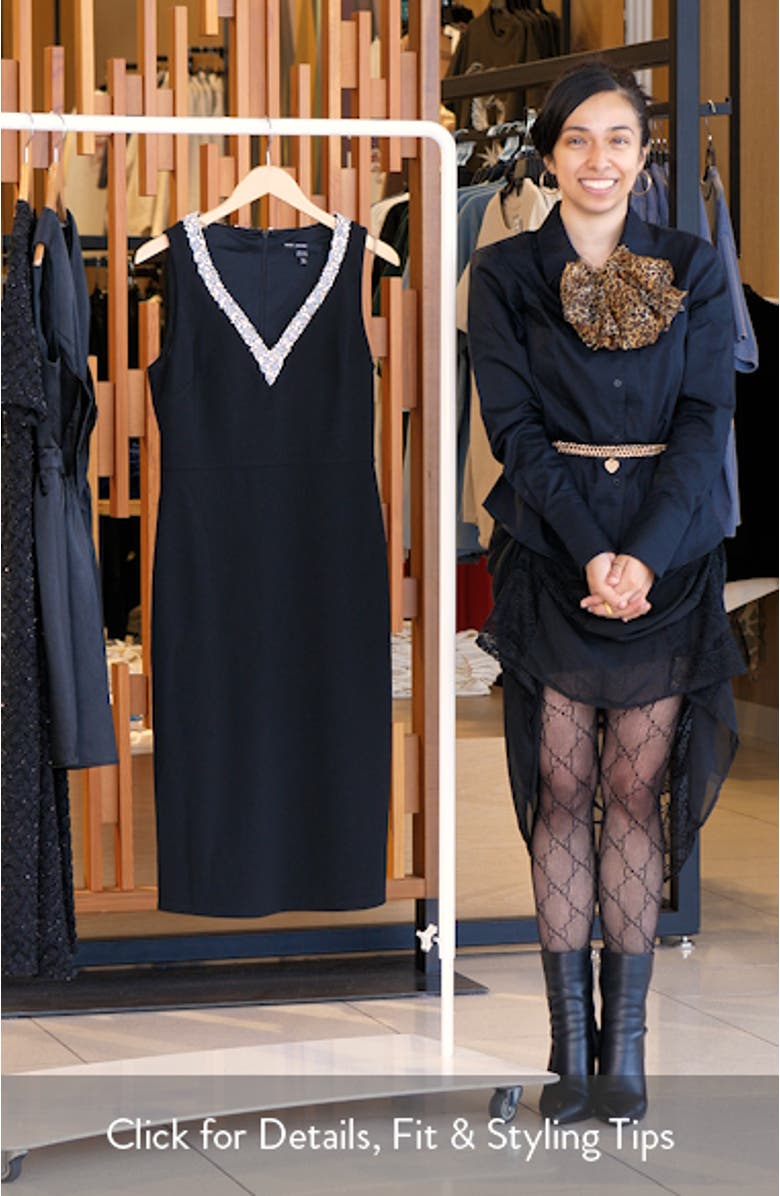 Rhinestone Detail Sheath Midi Dress, sales video thumbnail