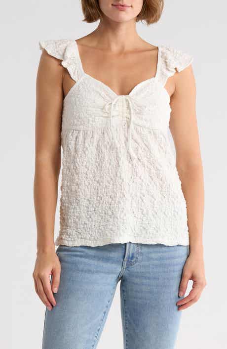 Lucky Brand Textured Babydoll Top