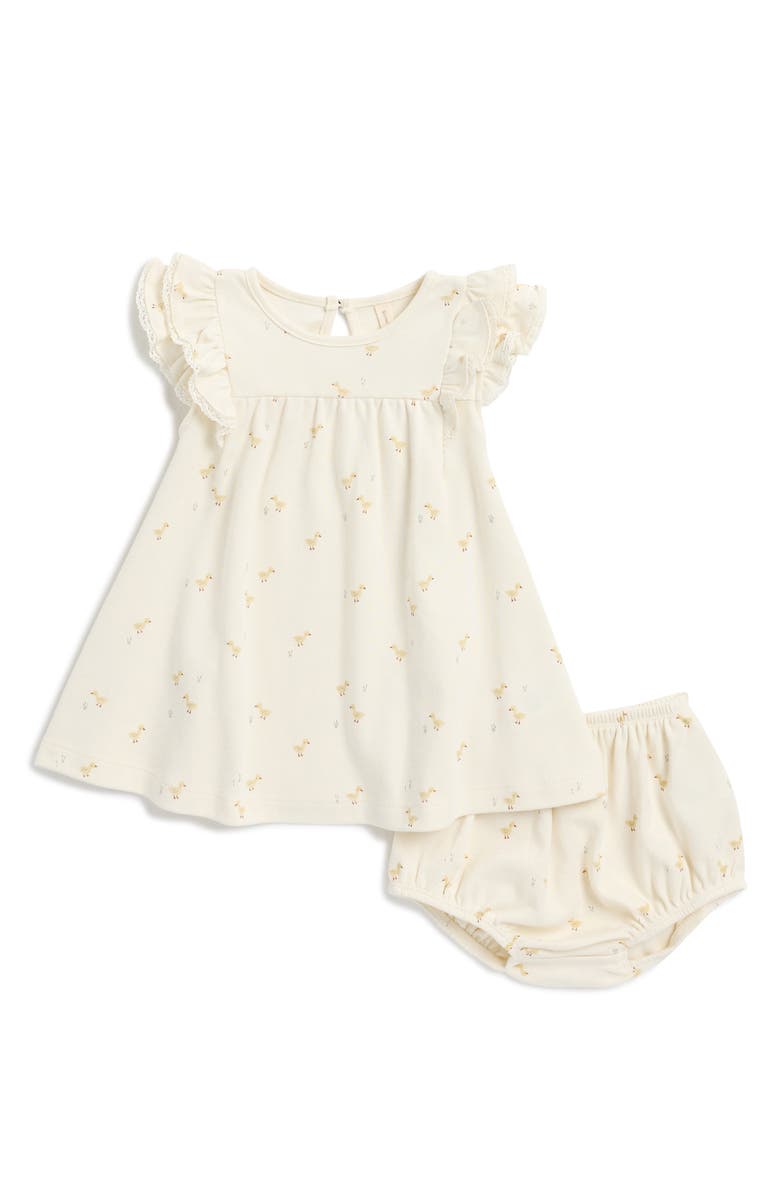 QUINCY MAE Kids' Duck Print Flutter Sleeve Dress & Bloomers Set, Main, color,