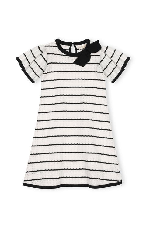 Kids' Organic Bow Detail Pointelle Sweater Dress