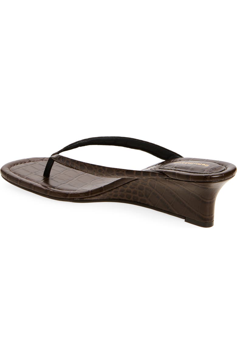 Reformation Amelia Wedge Sandal, Alternate, color, Brown Croc Effect