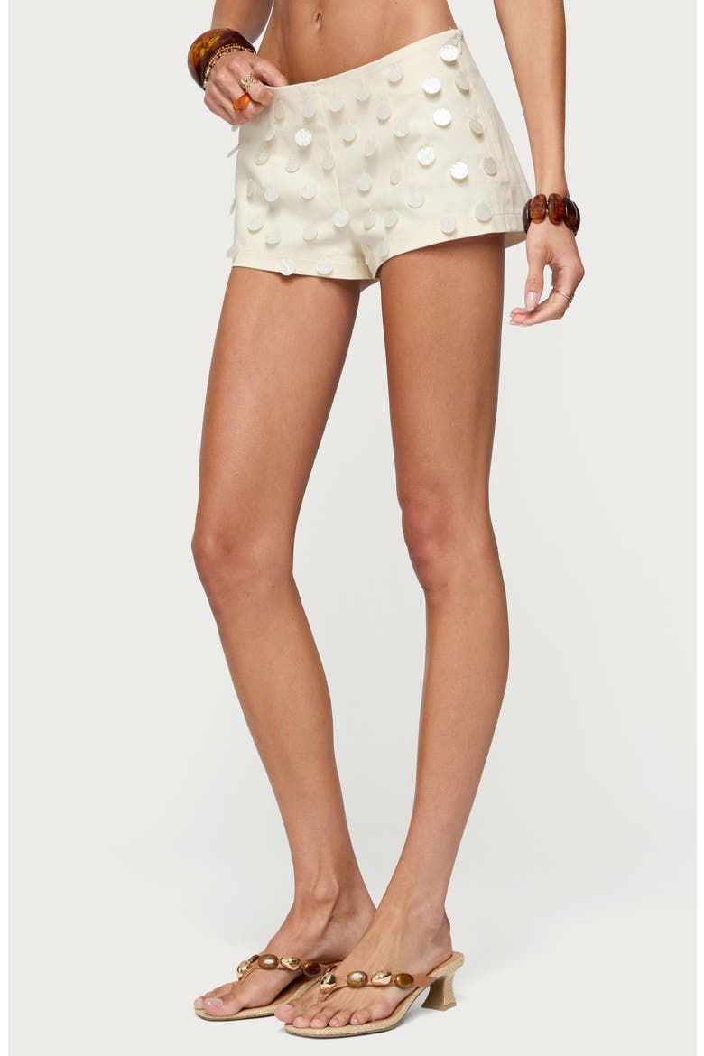 Arielle Iridescent Sequin Shorts, Alternate, color, CREAM