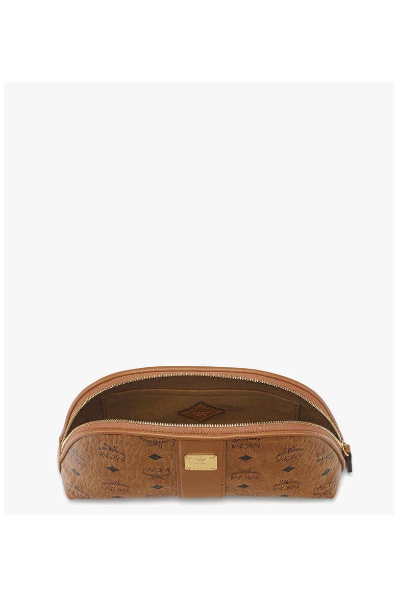 Aren Cosmetic Pouch in Visetos, Alternate, color, Cognac