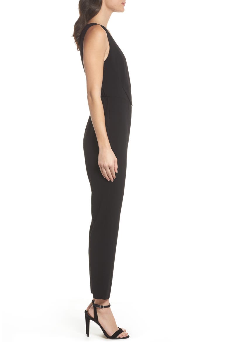 Asymmetrical Pleat Jumpsuit (Nordstrom Exclusive), Alternate, color, BLACK