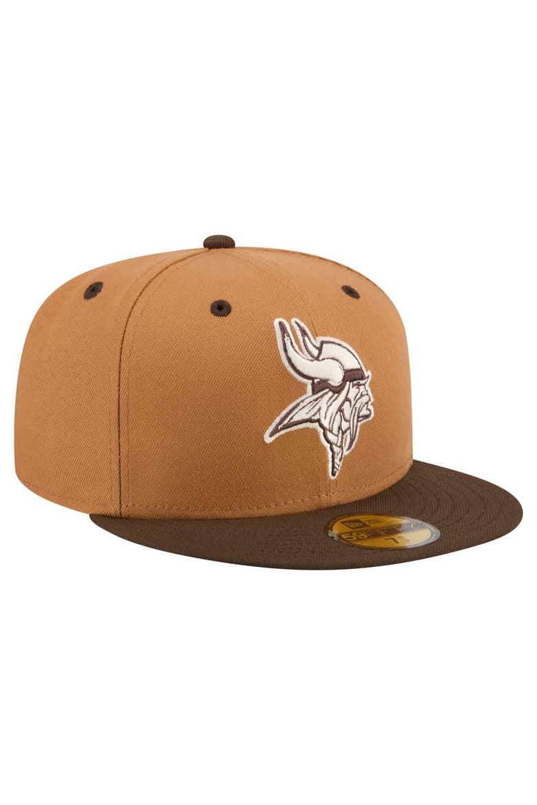 Men's New Era  Light Brown/Dark Brown Minnesota Vikings Two-Tone Walnut 59FIFTY Fitted Hat, Alternate, color, Light Brown