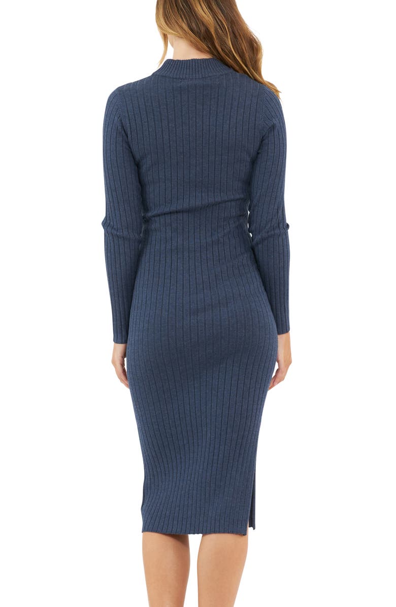 Ripe Maternity Nella Rib Maternity/Nursing Knit Midi Dress, Alternate, color, Denim Marle