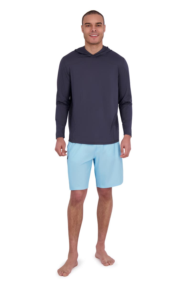 Spyder Textured Piecing Long Sleeve Hooded Rashguard, Alternate, color, Ebony