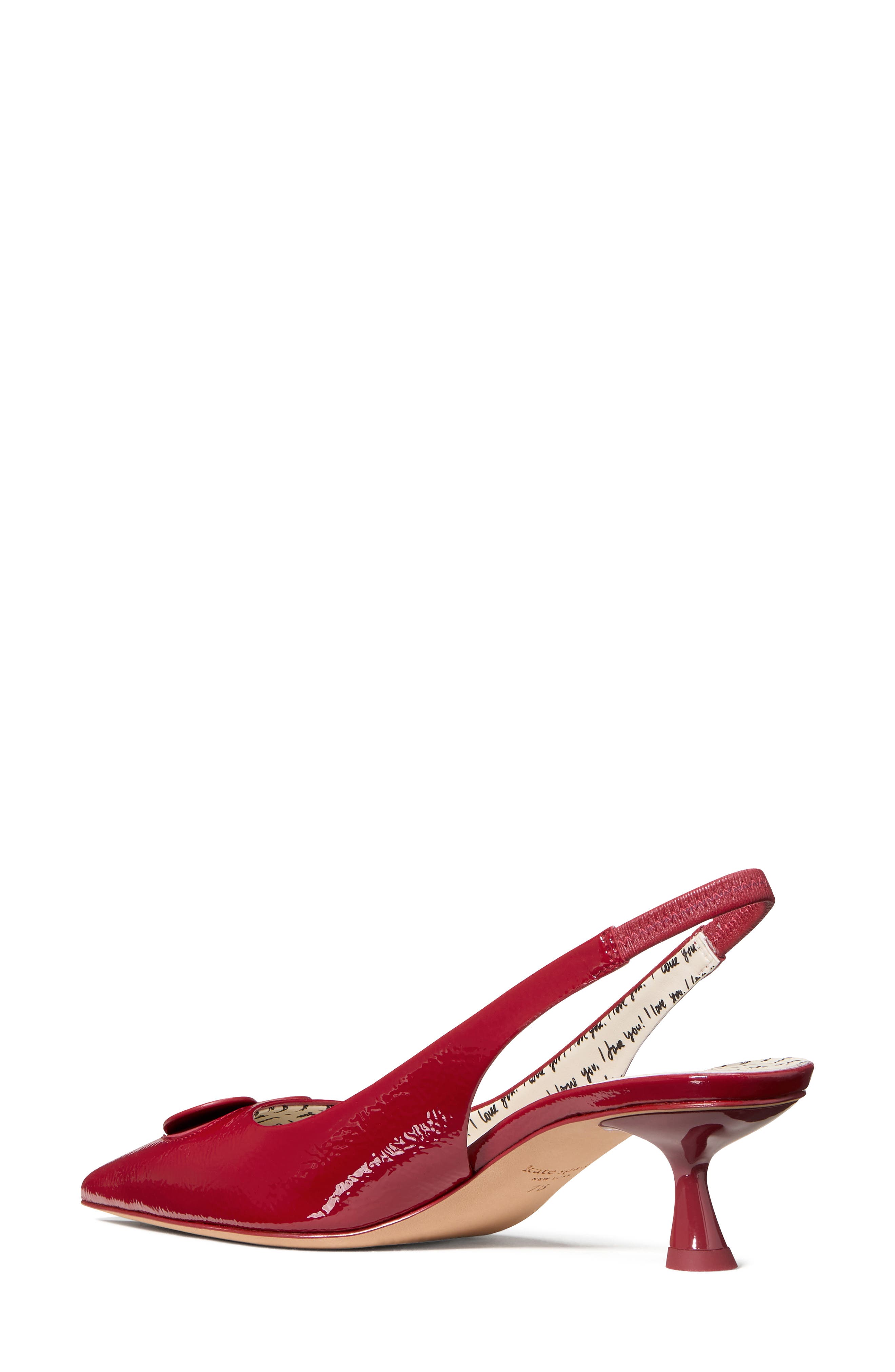 Kate Spade New York lover crinkle patent leather slingback pump, Alternate, color, Dark Scarlet