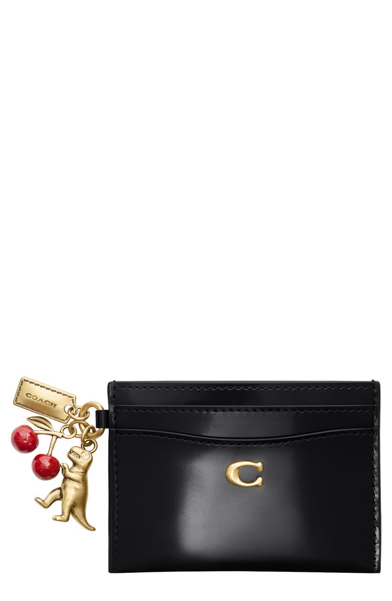 COACH Essential Spazzolato Leather Card Case, Main, color,
