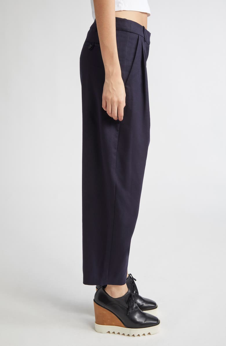 Stella McCartney Pleated Wide Leg Wool Crop Trousers, Alternate, color, 4000 - Navy