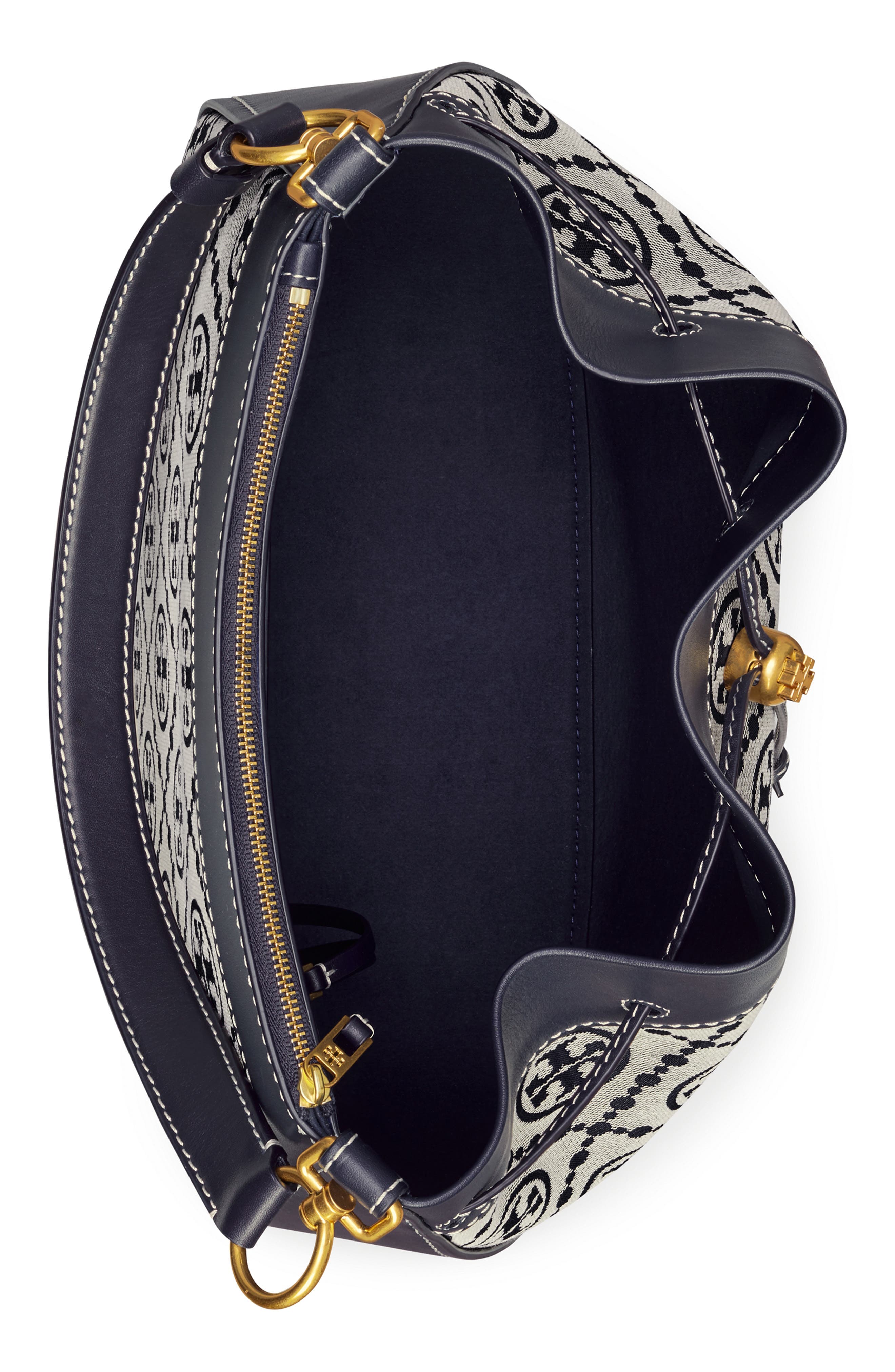 Tory Burch T Monogram Jacquard Drawstring Hobo Bag, Alternate, color, 