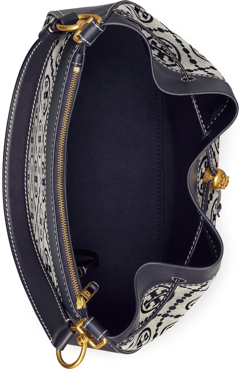 Tory Burch T Monogram Jacquard Drawstring Hobo Bag, Alternate, color,