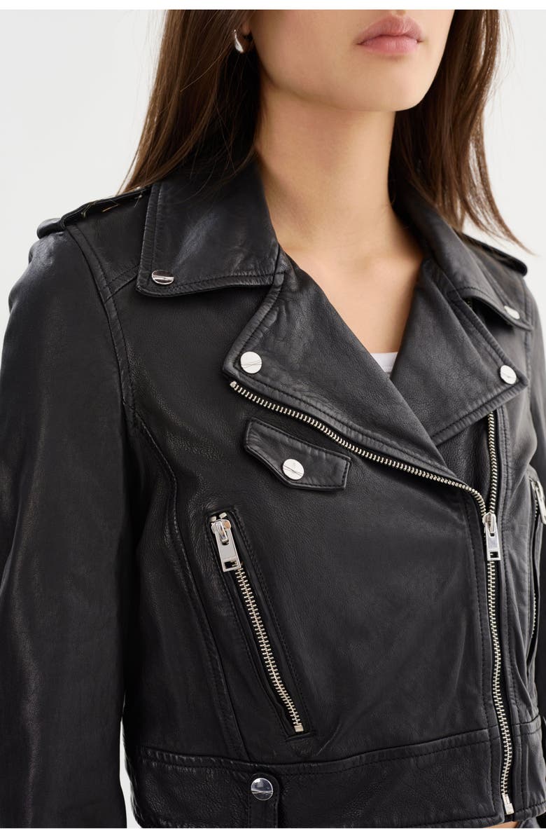 LAMARQUE Ciara | Cropped Leather Biker Jacket, Alternate, color, Black