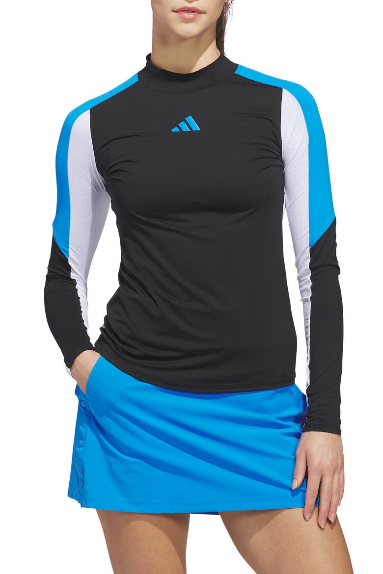 Beyond the Course Colorblock Long Sleeve Top, Main, color, BLACK/ WHITE/ LUCID RAY BLUE