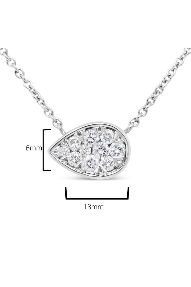 14K White Gold 1/4 Cttw Diamond Composite Teardrop Shape Pendant Necklace -, Alternate, color, White