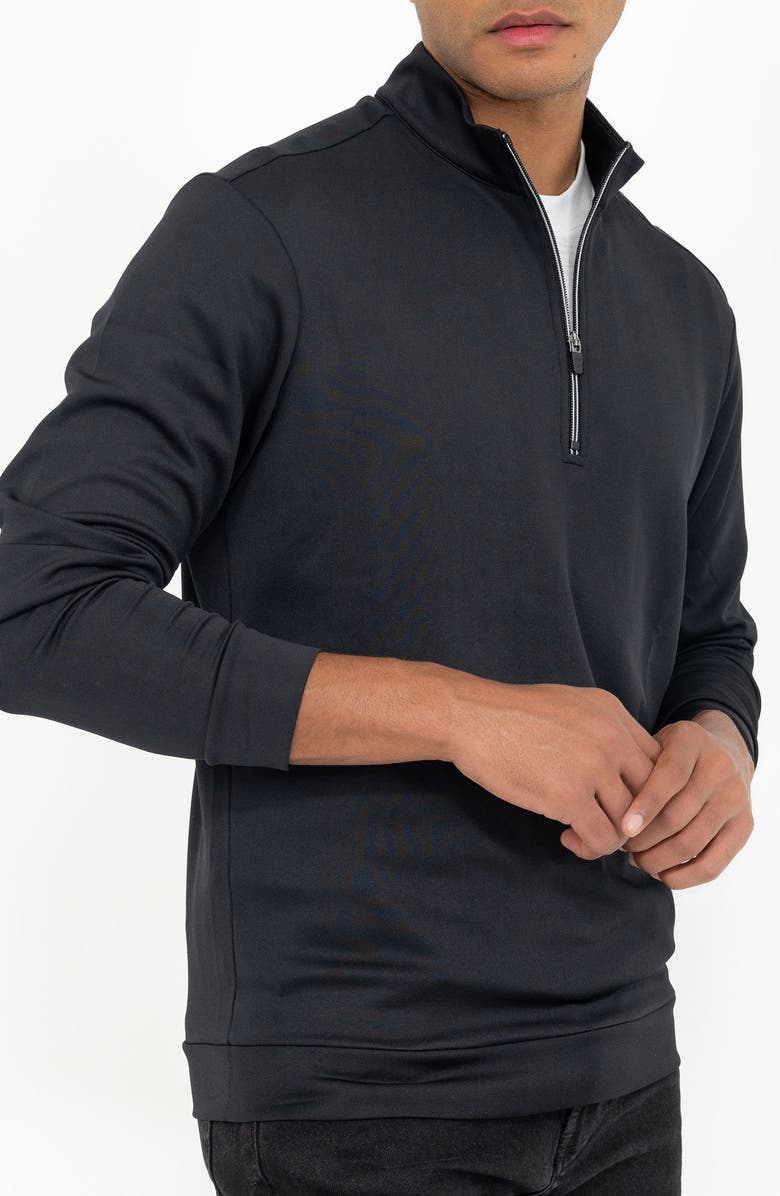 PINO BY PINOPORTE Casual Quarter Zip Pullover Sweater, Alternate, color, Black