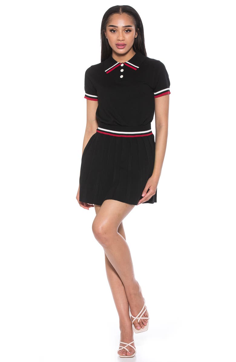 Alexia Admor Lena Stripe Short Sleeve Polo Sweater, Alternate, color,