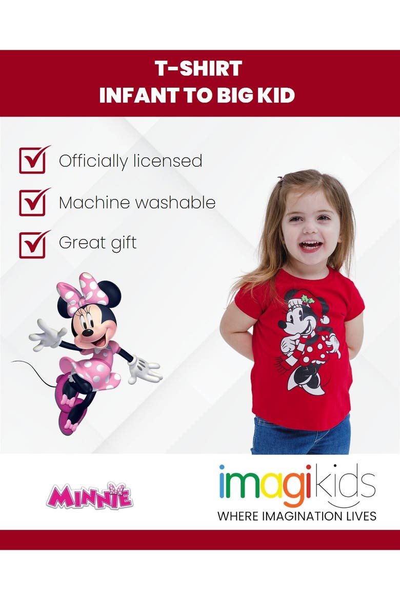 Minnie Mouse Short Sleeve T-Shirt, Alternate, color, Minnie Holiday Red