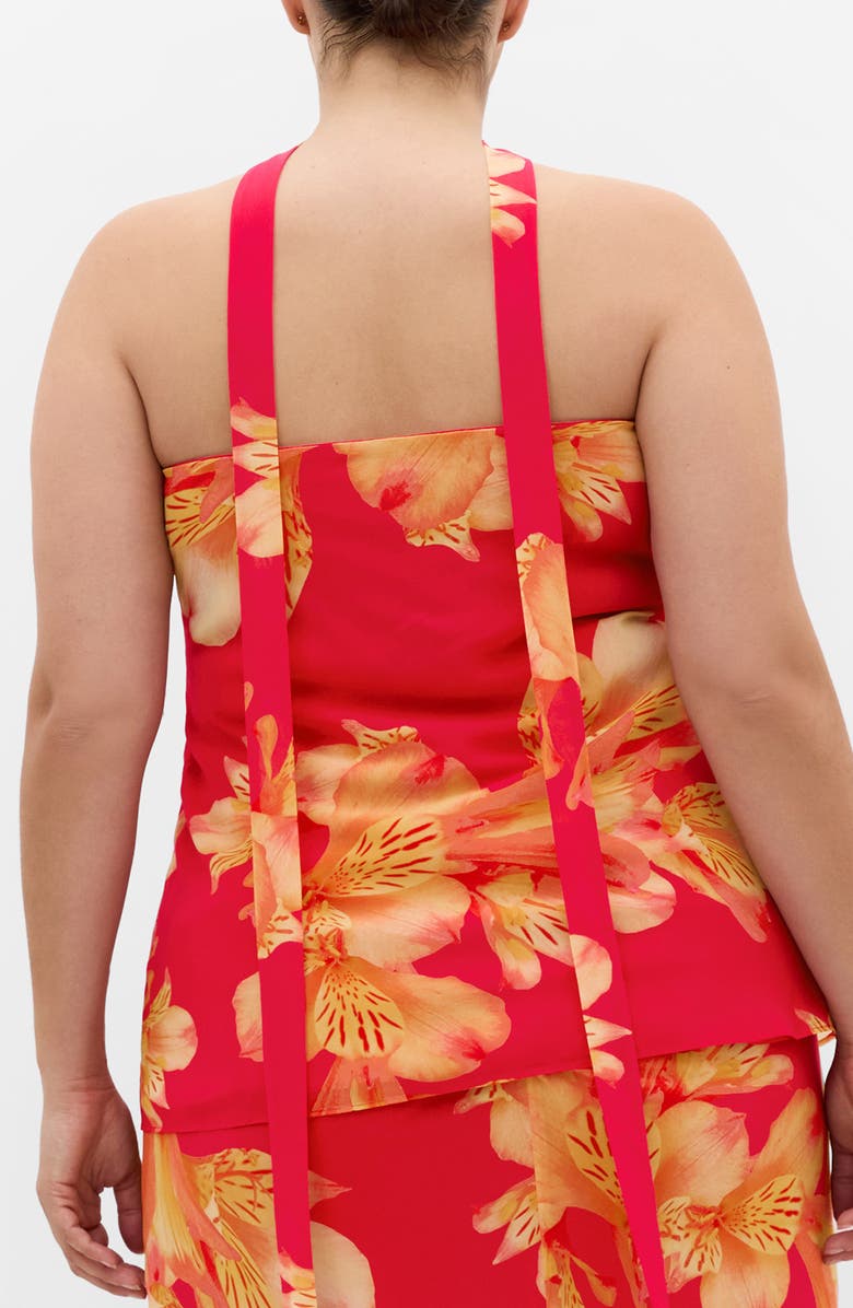 City Chic Soiree Floral Print Strapless Top & Scarf, Alternate, color, Fuchsia Lily