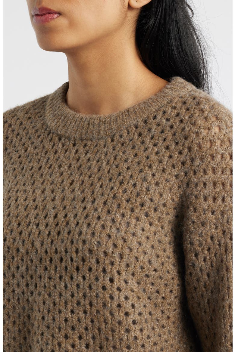 Open Stitch Cuffed Sweater, Alternate, color, TOASTED BUCKWHEAT