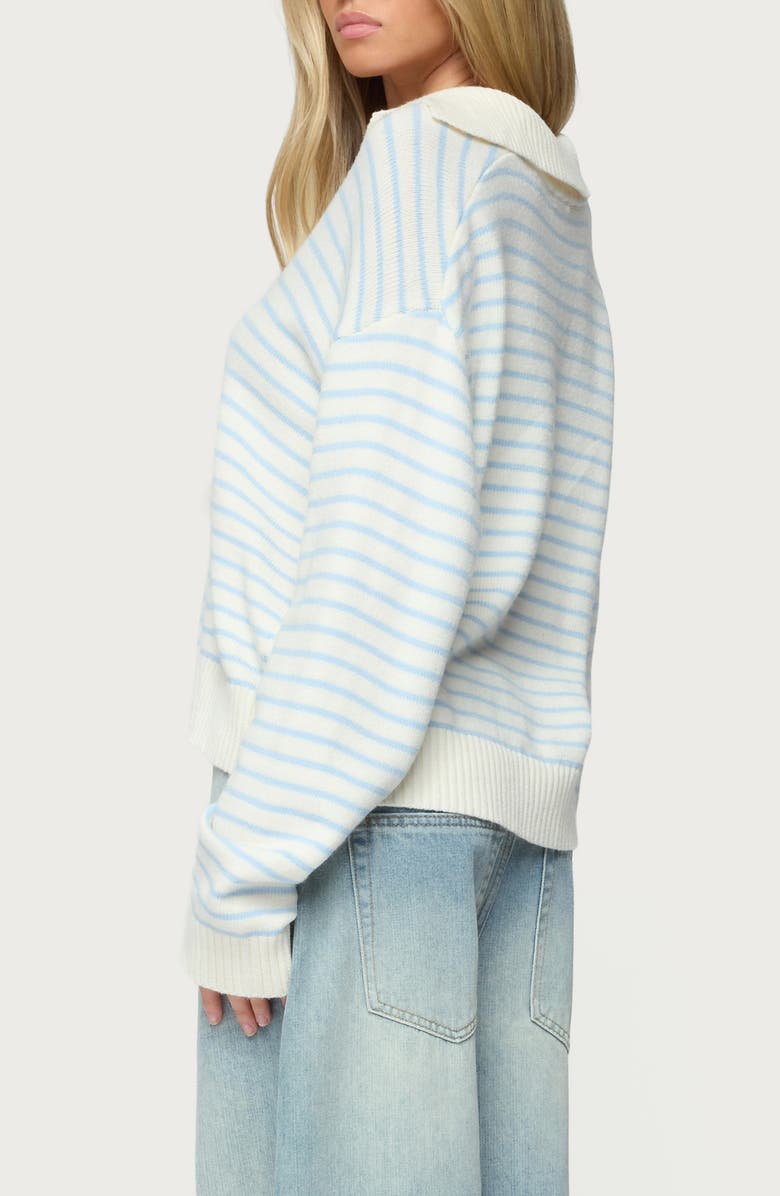 EDIKTED Copenhagen Oversize Stripe Sweater, Alternate, color, Light-Blue-And-Cream