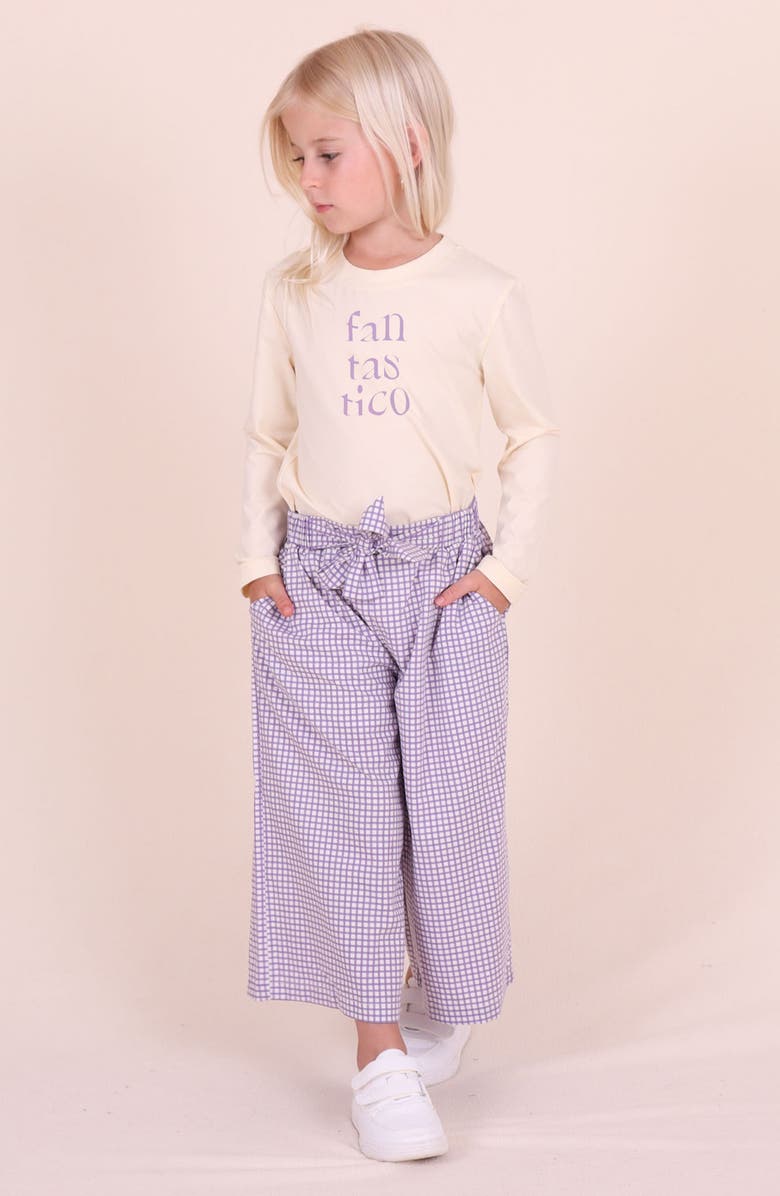 TINY TRIBE Kids' Tie Belt Wide Leg Pants, Alternate, color, Lilac