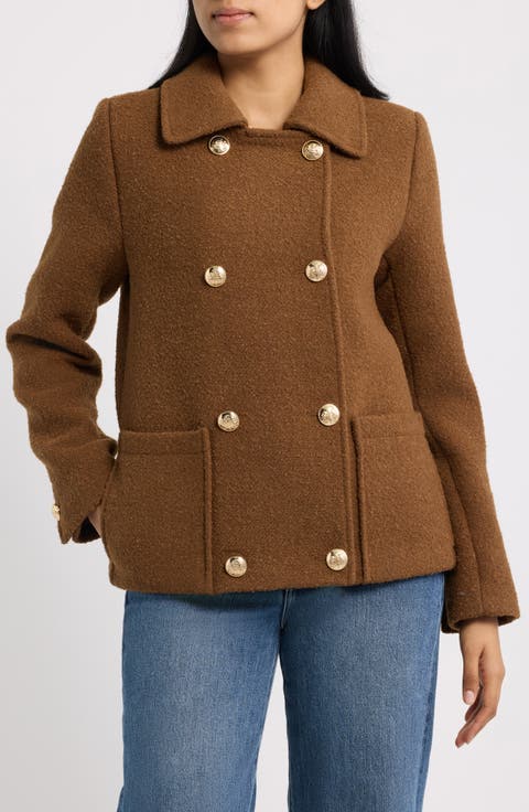 Plaid Double Breasted Short Coat