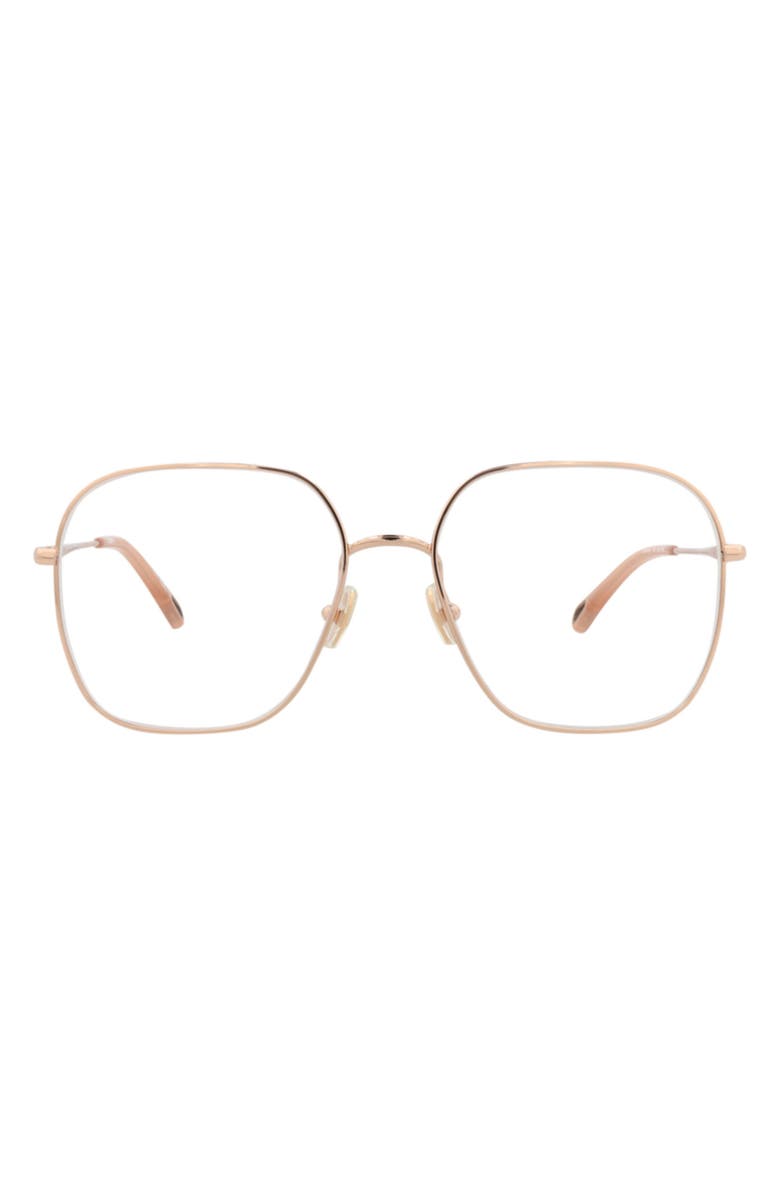 Chloé 59mm Square Optical Glasses, Main, color, Light Gold Transparent