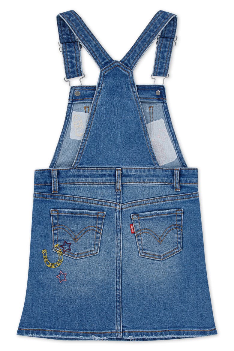 Kids' Embroidered Denim Overall Dress, Alternate, color, DANCE AROUND