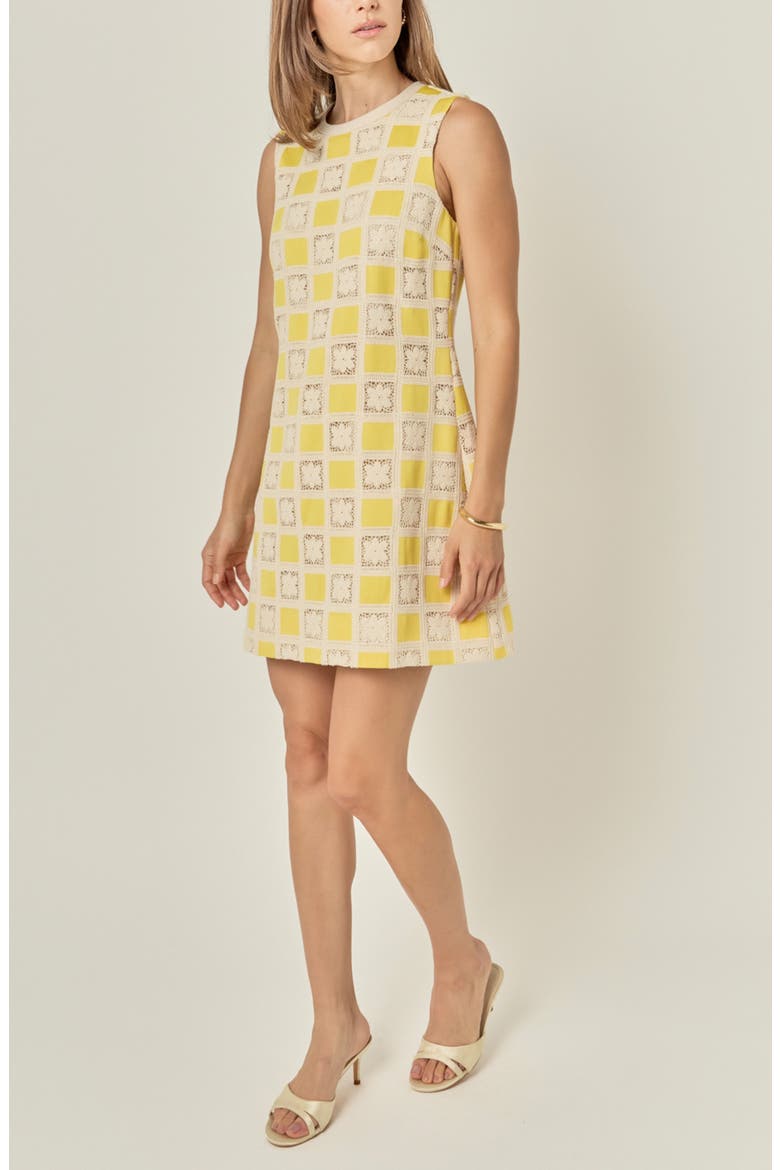 Crochet Patchwork Minidress, Alternate, color, YELLOW MULTI