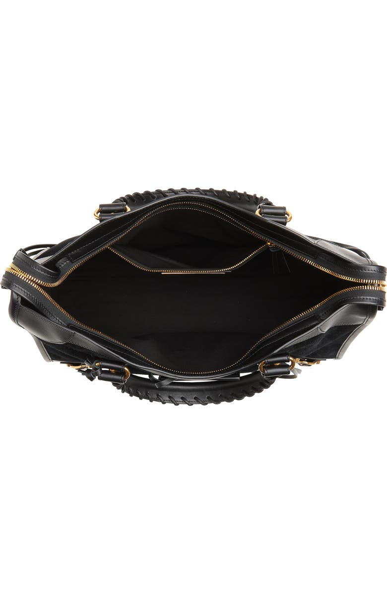 Balenciaga Medium Le City Suede Satchel, Alternate, color, 1000 Black