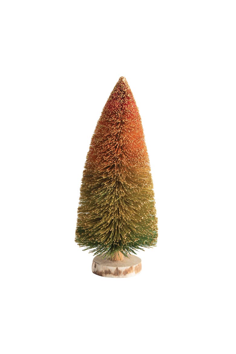 Sisal Bottle Brush Tree with Wood Base, Main, color, Orange