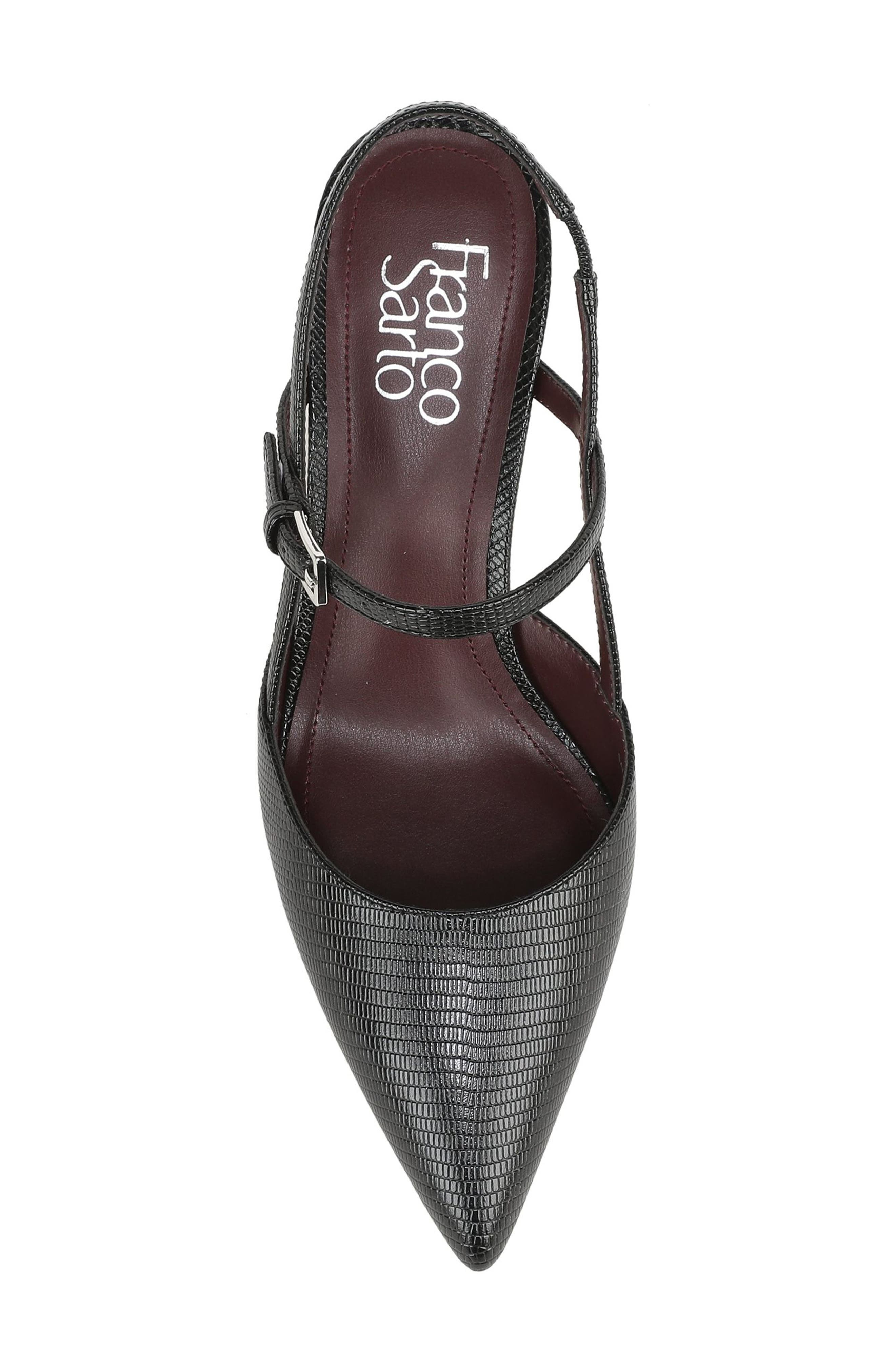 Mattea Lizard Embossed Pointed Toe Slingback Pump, Alternate, color, BLACK