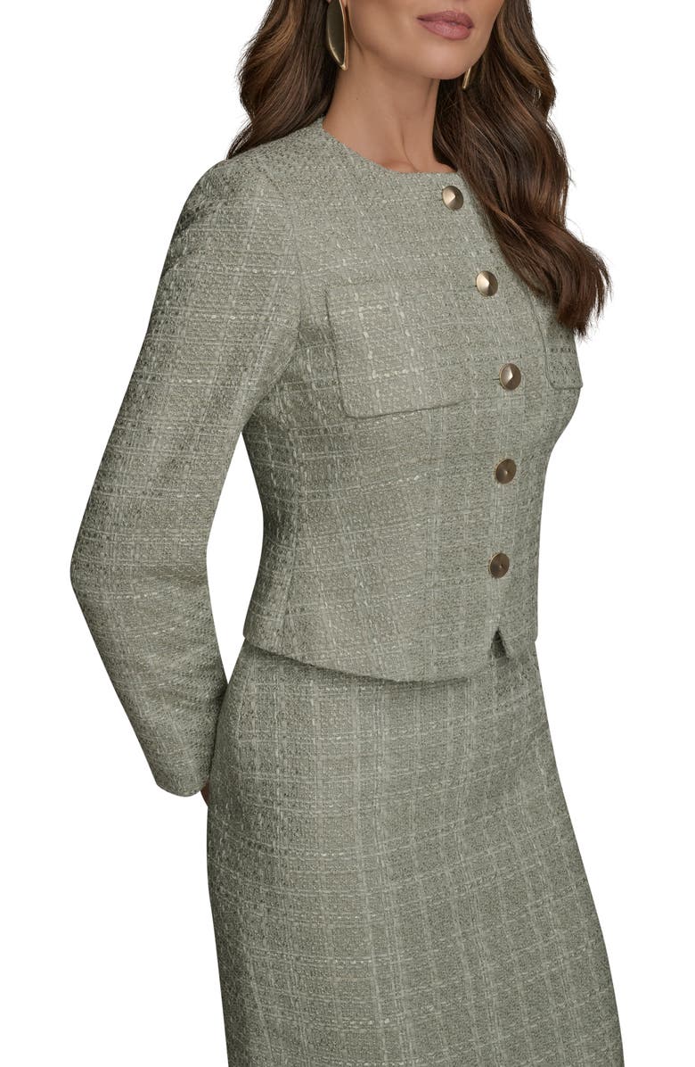 Donna Karan New York Button Front Tweed Jacket, Alternate, color, Weathered Sage