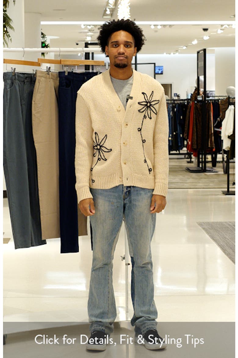Mika 6620 Flower Embroidered Recycled Polyester Blend Cardigan
