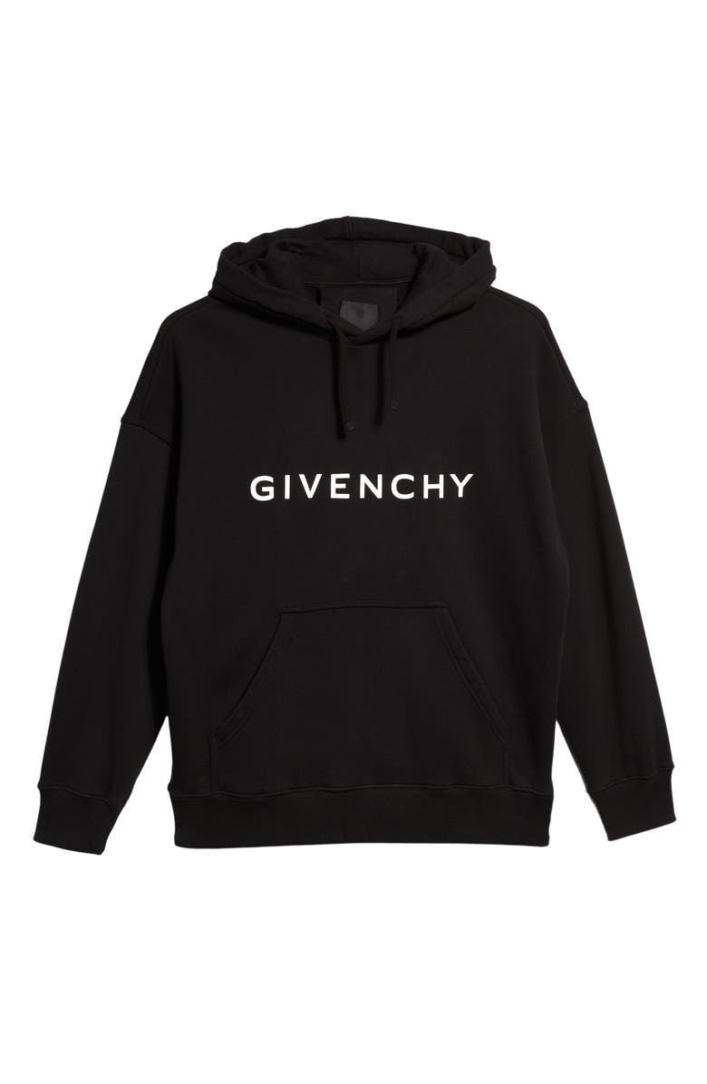 Givenchy Slim Fit Logo Graphic Hoodie, Alternate, color, Black