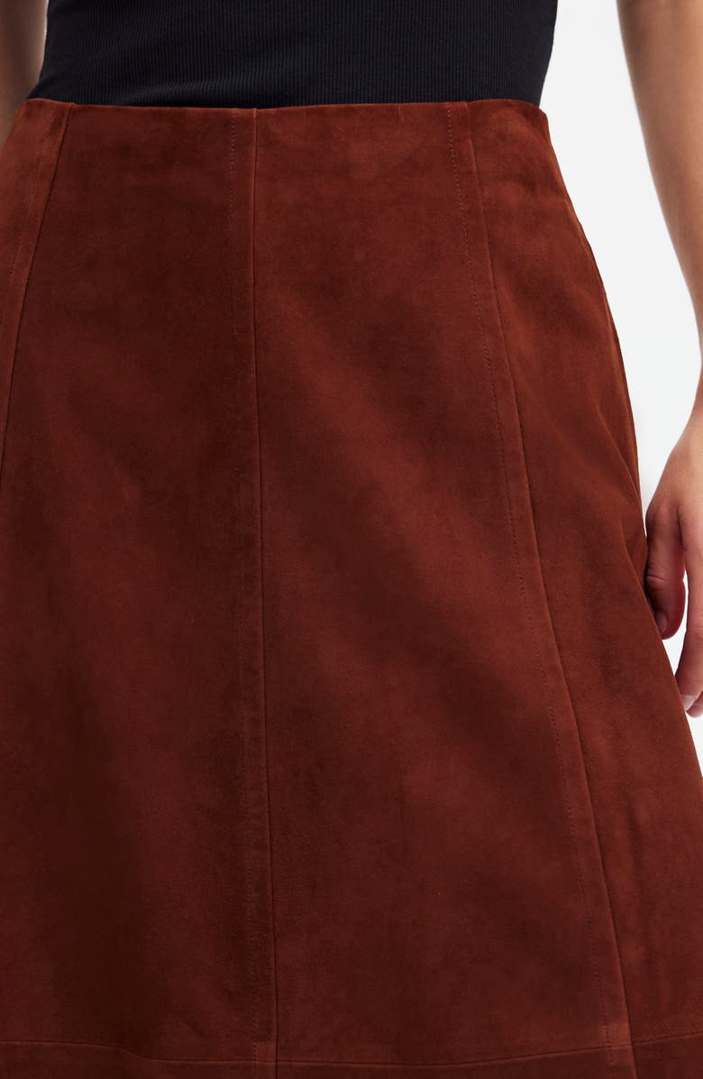 Madewell Seamed Suede Midi Skirt, Alternate, color, 