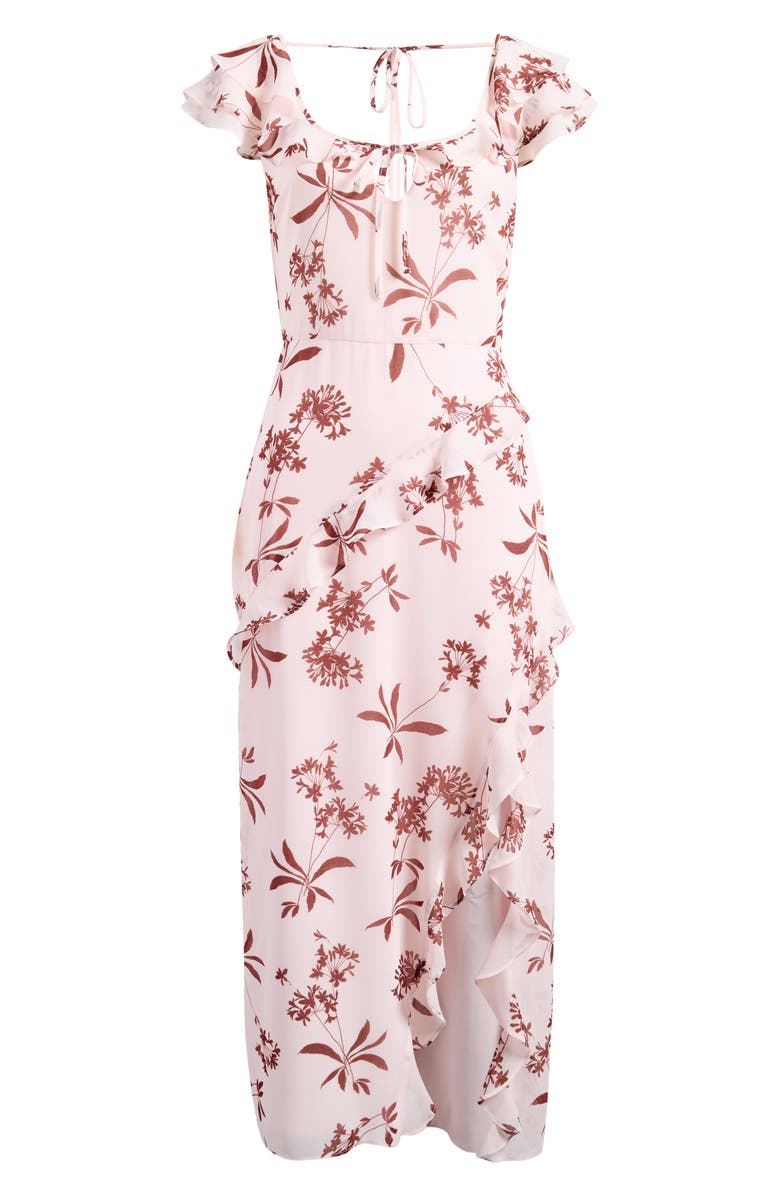 WAYF Violetta Floral Ruffle Sleeve Dress, Alternate, color, Baby Pink Floret