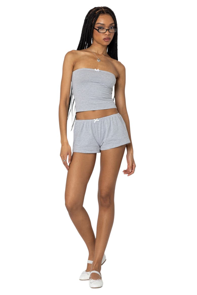 Astor Stripe Stretch Cotton Tube Top, Alternate, color, GRAY-AND-WHITE