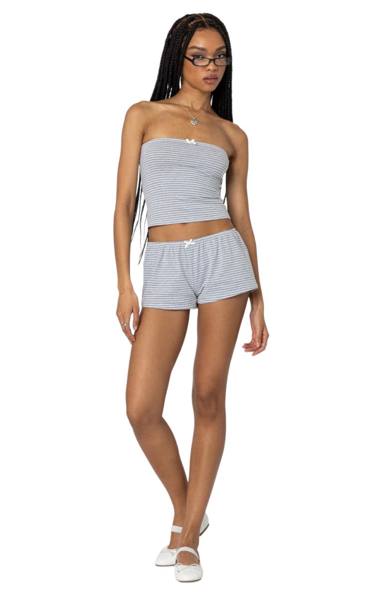 EDIKTED Astor Stripe Stretch Cotton Tube Top, Alternate, color, Gray-And-White