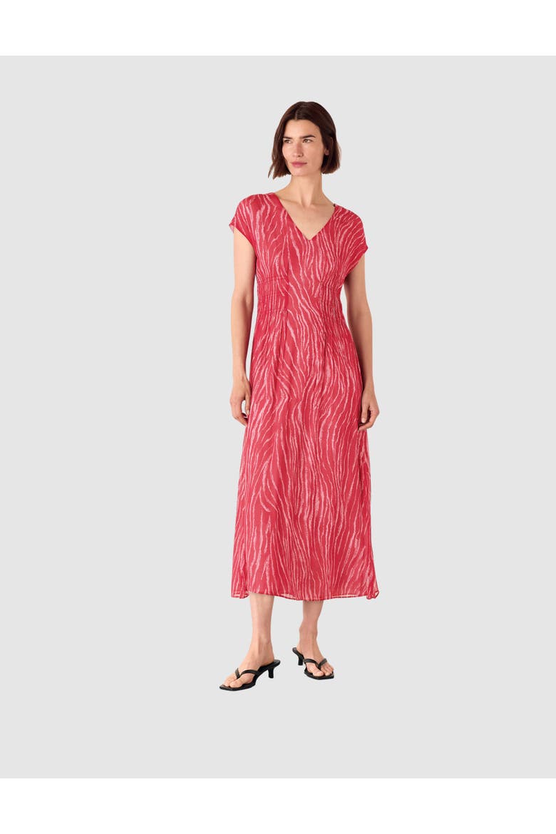 Short Sleeve Zebra Texture Midi Dress, Main, color, Red/Multi