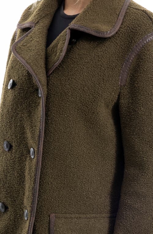 Max Studio High Pile Fleece Jacket In Green